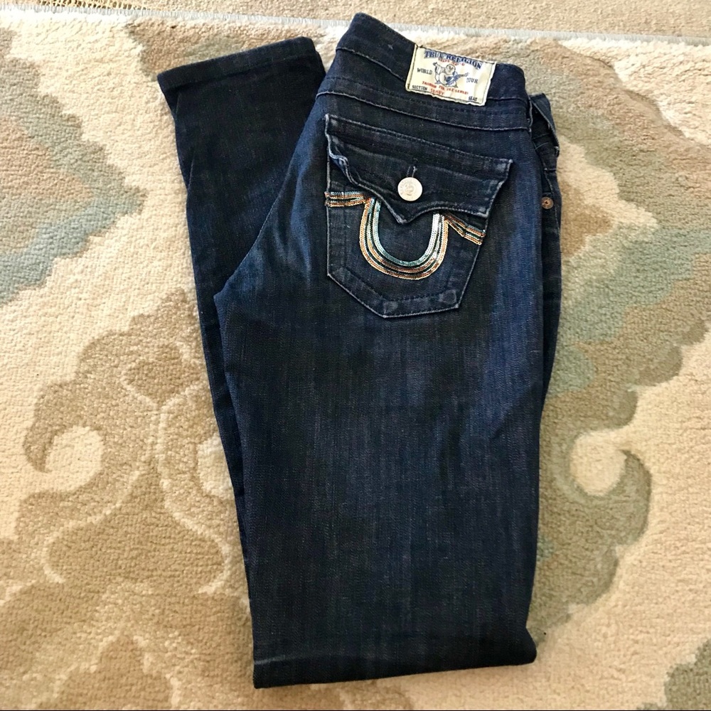 ✨EUC True Religion Skinny Fit Sequin Jeans